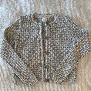 J. Crew Black and White Textured Cardigan
